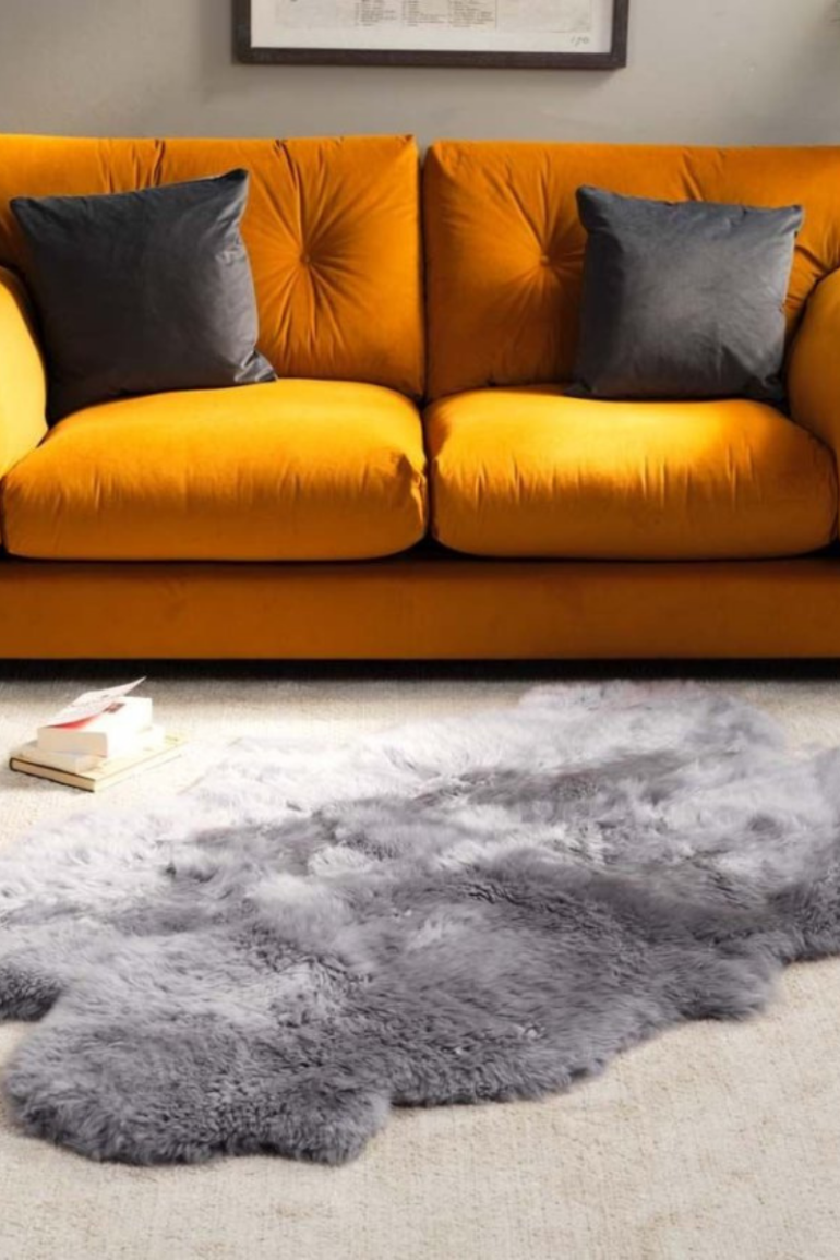 New Zealand Extra-Large Steel Sheepskin Rug
